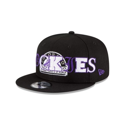 Black Colorado Rockies Hat - New Era MLB Mixed Font 9FIFTY Snapback Caps USA6290518